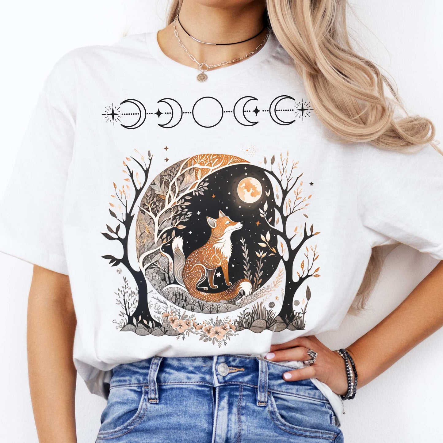 Witchy Fox Whimsigoth T-shirt White / S T-Shirt The Mystic Eden Bookish Book Lovers