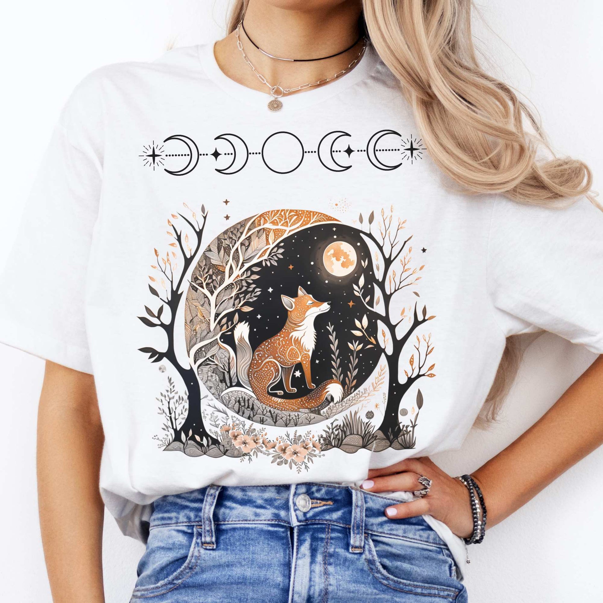 Witchy Fox Whimsigoth T-shirt White / S T-Shirt The Mystic Eden Bookish Book Lovers