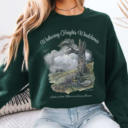 Wuthering Heights Windchimes Brontë Sweatshirt Forest Green / S Sweatshirt The Mystic Eden Bookish Book Lovers