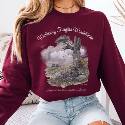 Wuthering Heights Windchimes Brontë Sweatshirt Maroon / S Sweatshirt The Mystic Eden Bookish Book Lovers