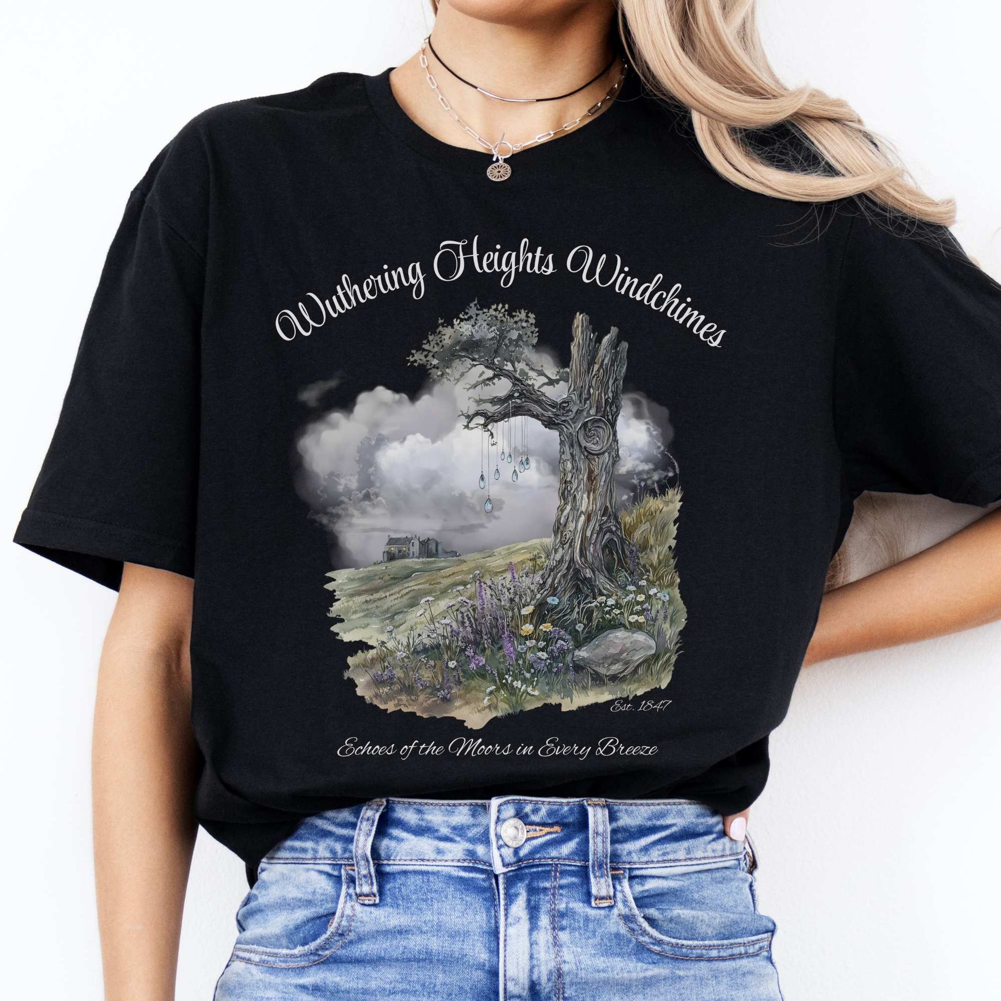 Wuthering Heights Windchimes Tee Black / S T-Shirt The Mystic Eden Bookish Book Lovers