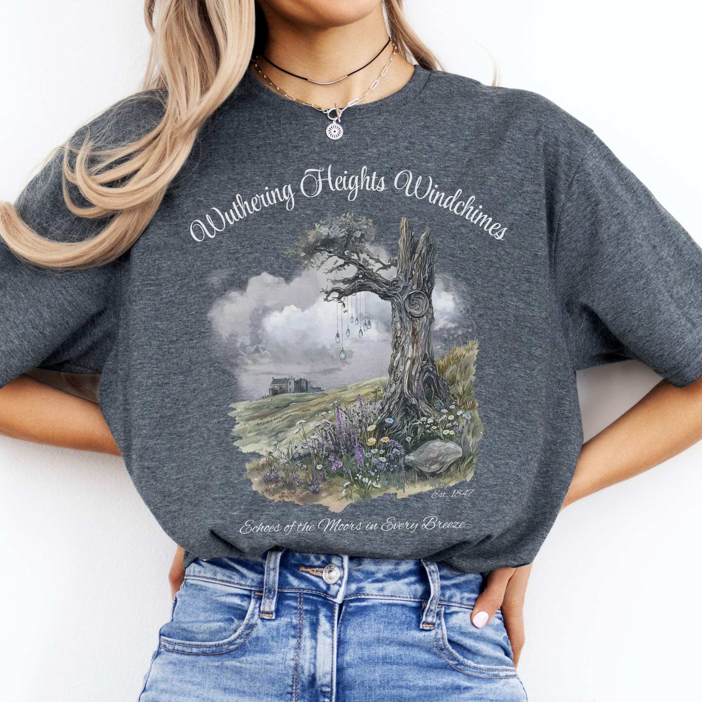 Wuthering Heights Windchimes Tee Dark Heather / S T-Shirt The Mystic Eden Bookish Book Lovers