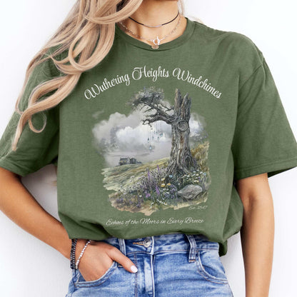Wuthering Heights Windchimes Tee Military Green / S T-Shirt The Mystic Eden Bookish Book Lovers