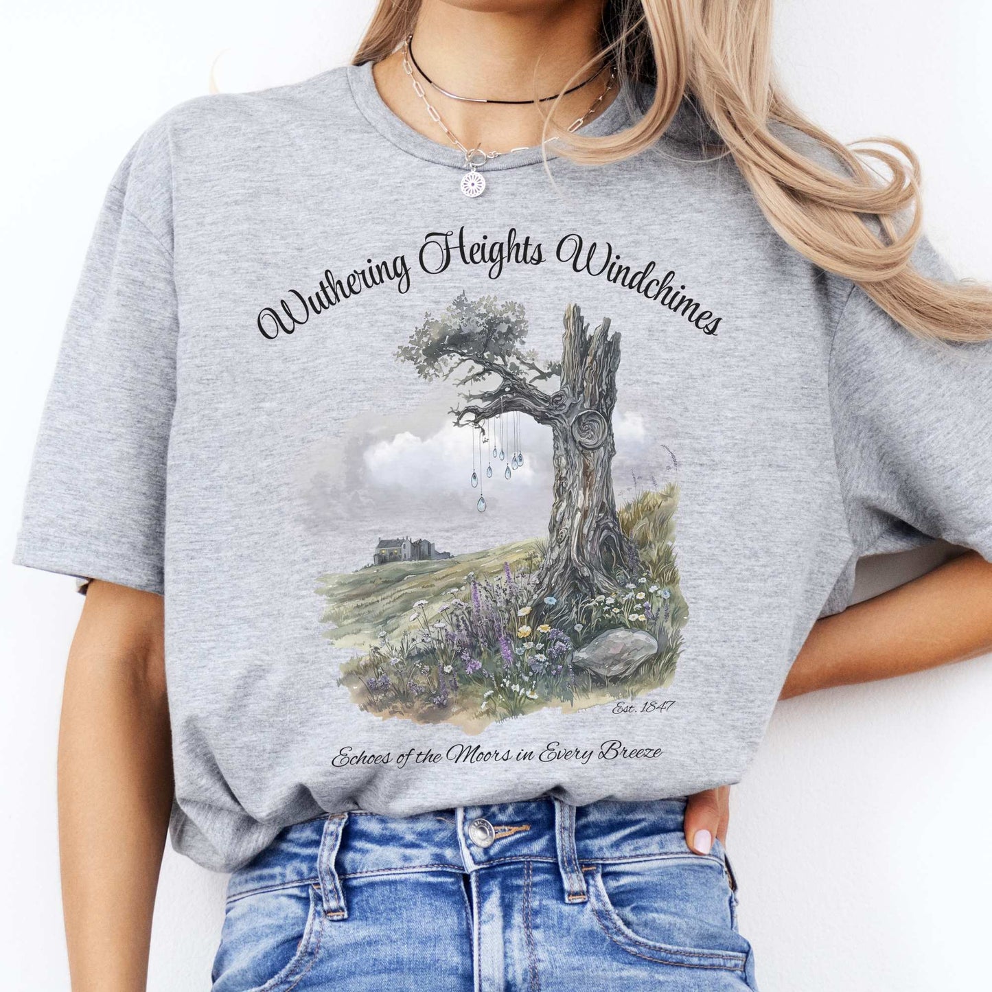 Wuthering Heights Windchimes Tee Sport Grey / S T-Shirt The Mystic Eden Bookish Book Lovers