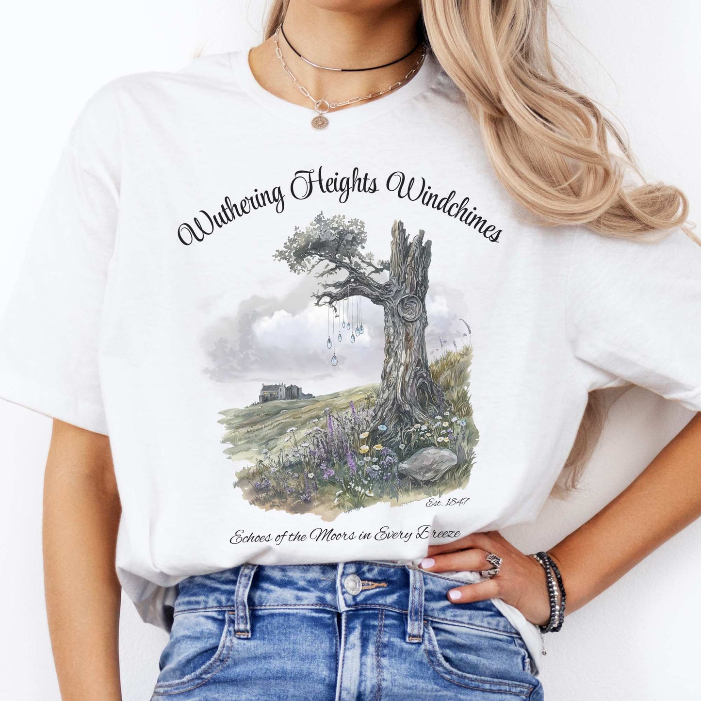 Wuthering Heights Windchimes Tee White / S T-Shirt The Mystic Eden Bookish Book Lovers